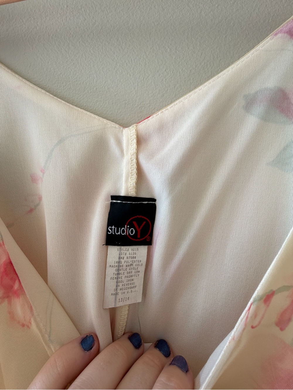 Studio Y Cream Slip Dress with Pink Floral Print - Picture 5 of 9